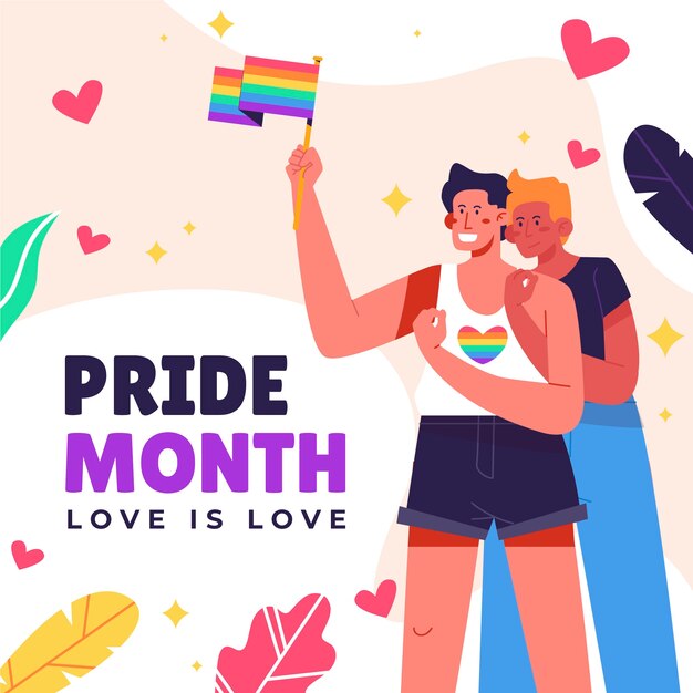 LGBT 자부심 달 축하를 위한 평평한 일러스트레이션