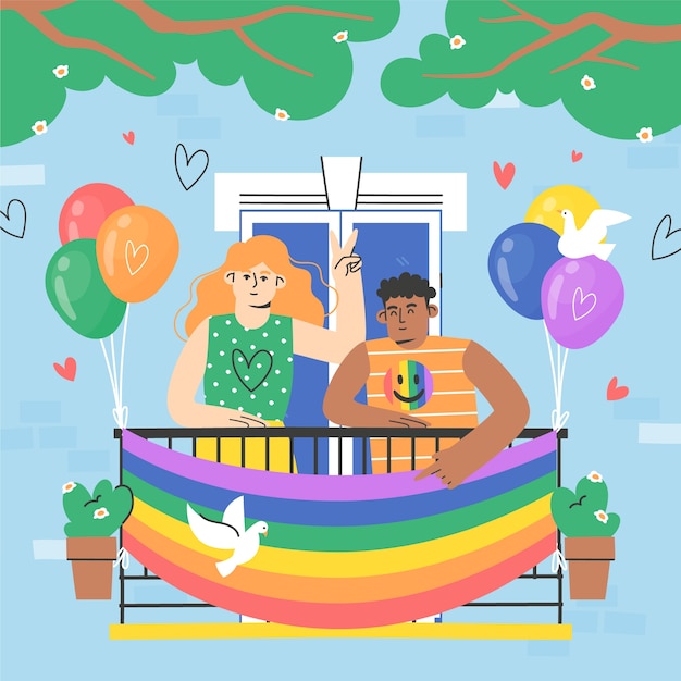 Flat illustration for lgbtqi pride month celebration