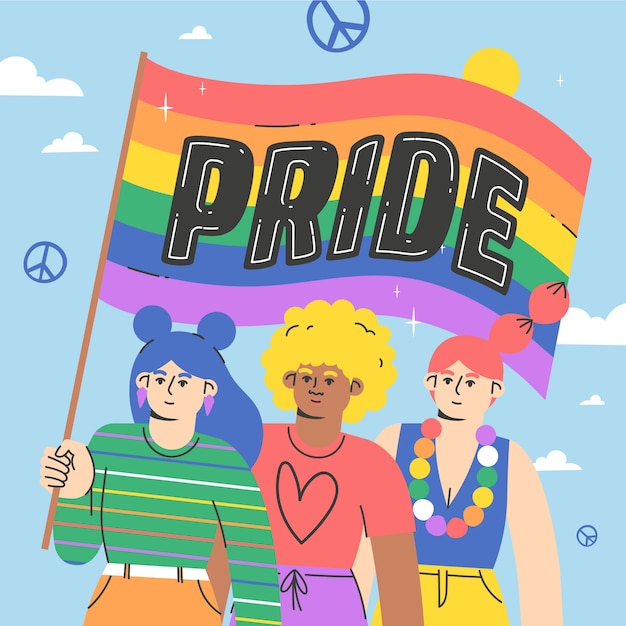 Free vector flat illustration for lgbtqi pride month celebration