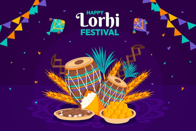 Flat illustration for lohri festival celebration