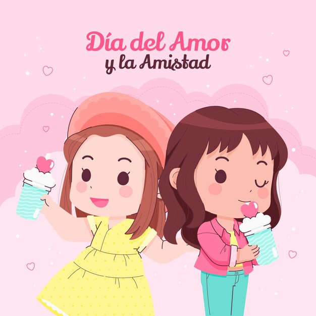 Flat illustration for love and friendship day celebration