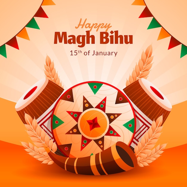 Flat illustration for magh bihu festival