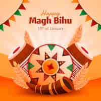 Free vector flat illustration for magh bihu festival