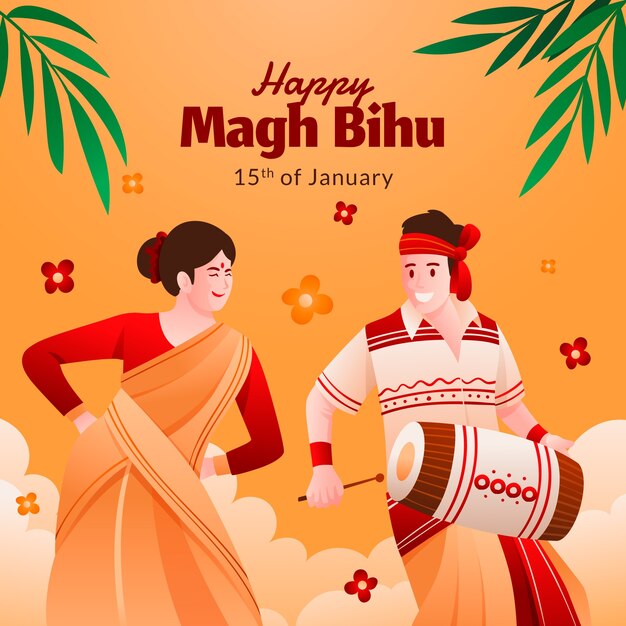 Flat illustration for magh bihu festival
