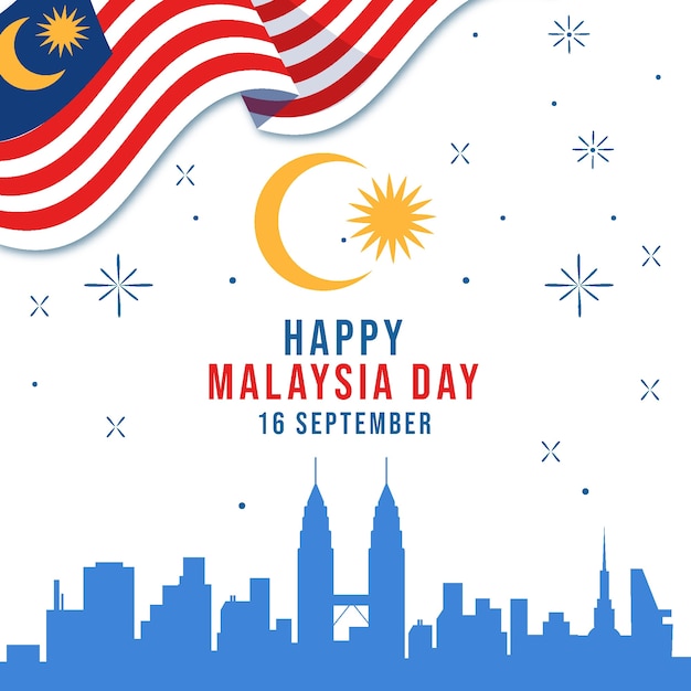 말레이시아의 날 축하를 위한 평면 그림