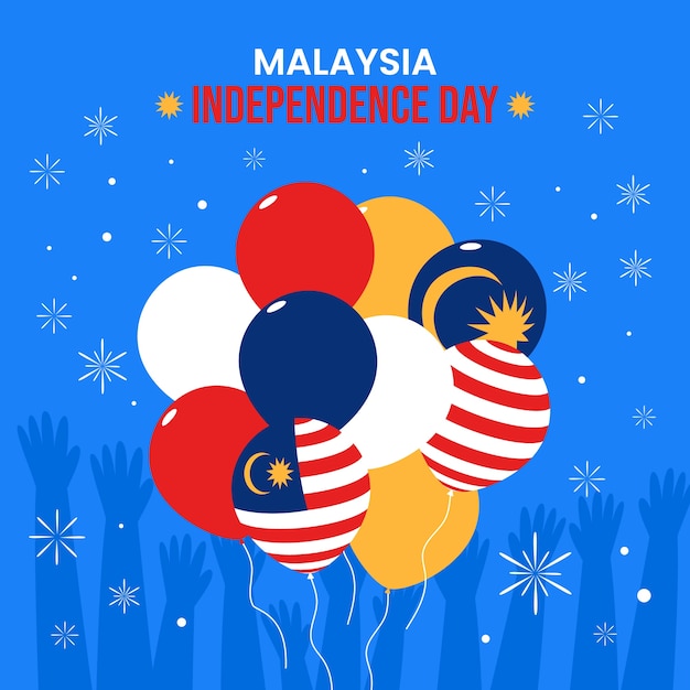 Free vector flat illustration for malaysia independence day celebration