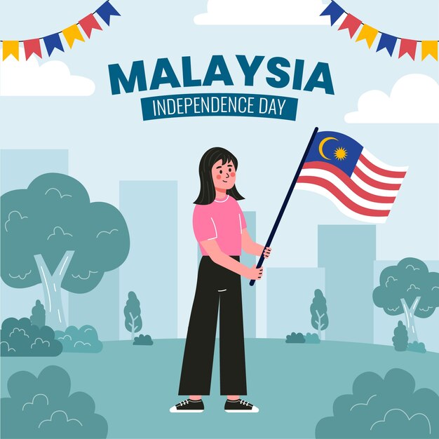 マレーシア独立記念日のお祝いのためのフラットの図