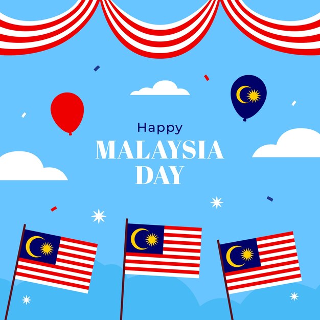 Flat illustration for malaysia independence day celebration