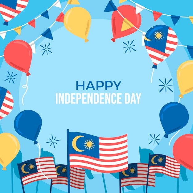 Free vector flat illustration for malaysia independence day