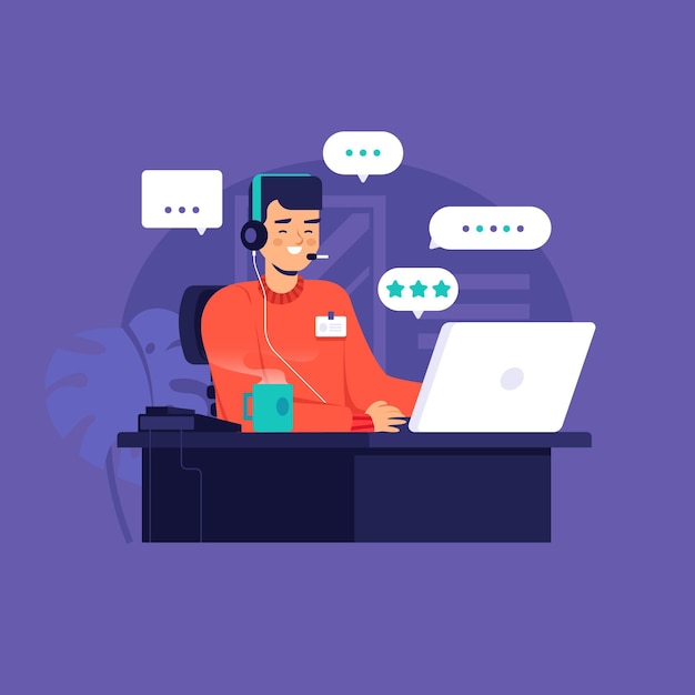 Flat illustration man customer support