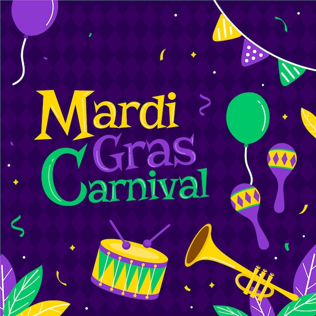 Flat illustration for mardi gras festival