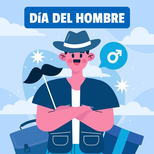 Плоская иллюстрация к мужскому дню на испанском языке