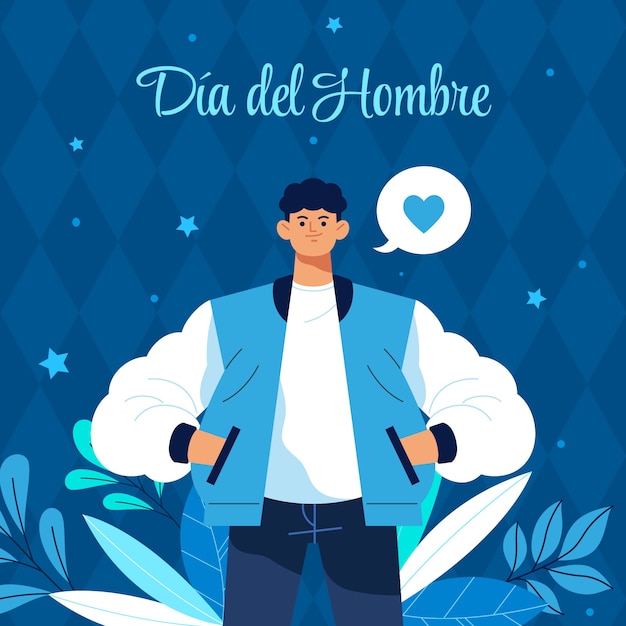 Flat illustration for men's day in spanish