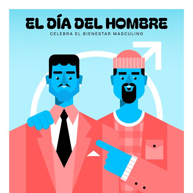 Flat illustration for men's day in spanish