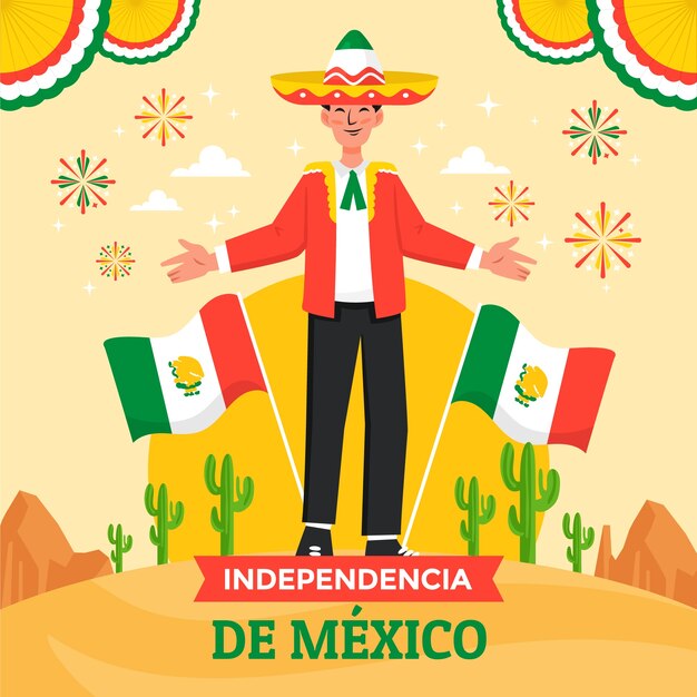 メキシコ独立記念のフラットイラスト