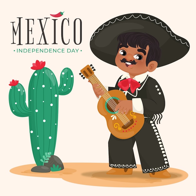 Free vector flat illustration for mexico independence celebration