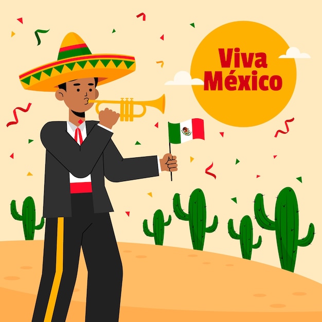 Плоская иллюстрация для празднования Дня независимости Мексики