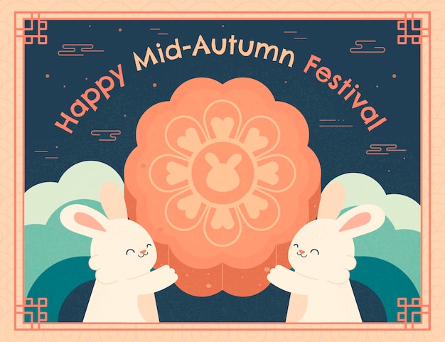 Free vector flat illustration for mid-autumn festival celebration