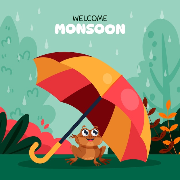 Free vector flat illustration for monsoon season sale