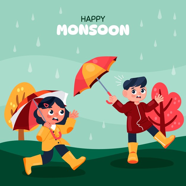 Flat illustration for monsoon season sale