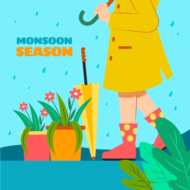 Flat illustration for monsoon season sale