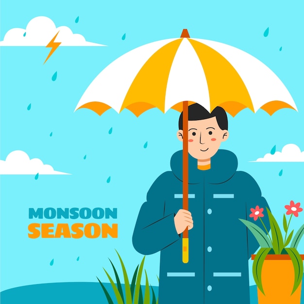 Flat illustration for monsoon season sale