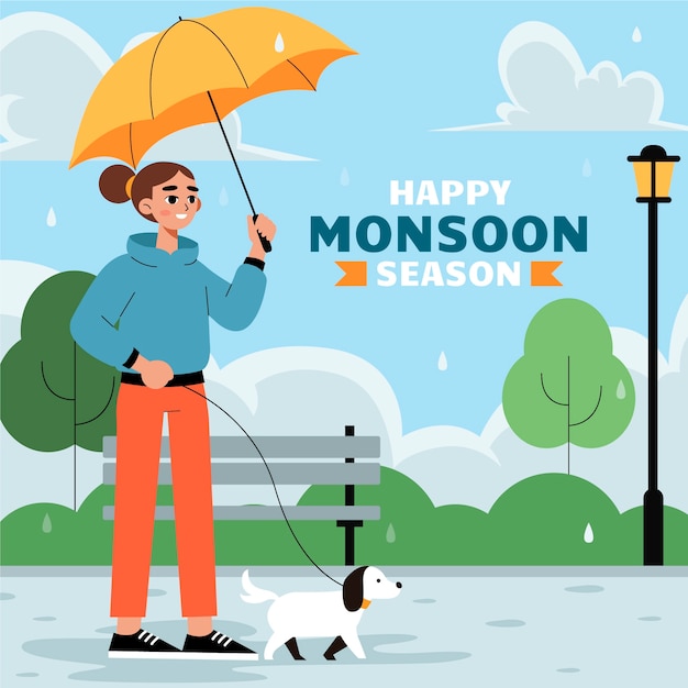 Free vector flat illustration for monsoon season