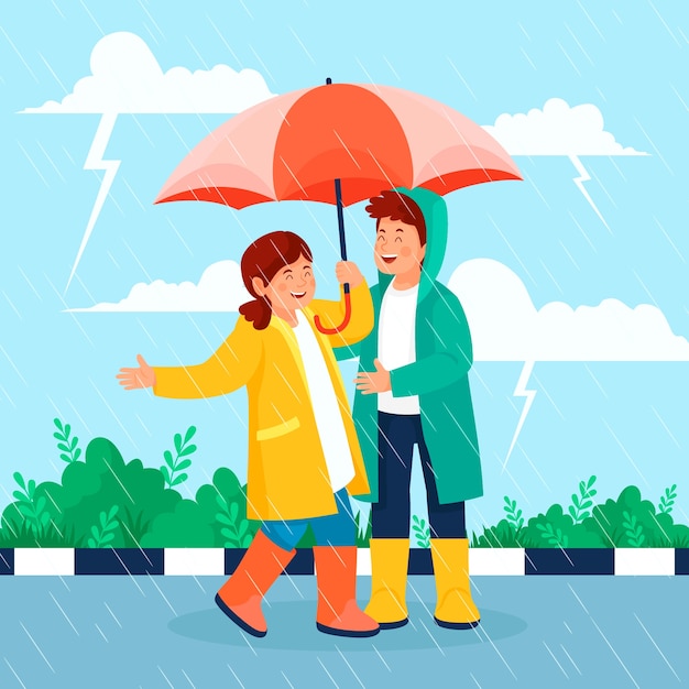 Flat illustration for monsoon season