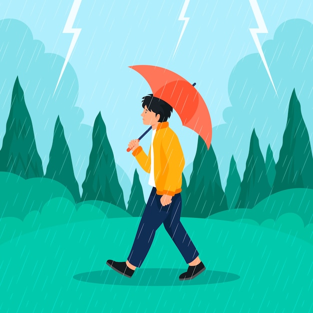 Free vector flat illustration for monsoon season