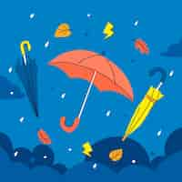 Free vector flat illustration for monsoon season