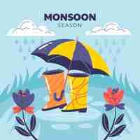 Free vector flat illustration for monsoon season