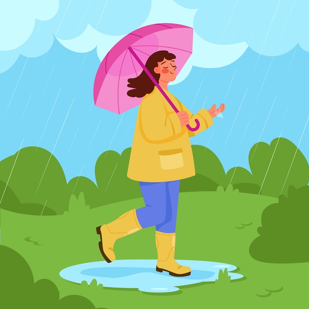 Free vector flat illustration for monsoon season