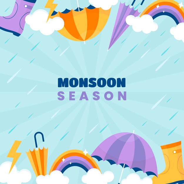 Flat illustration for monsoon season