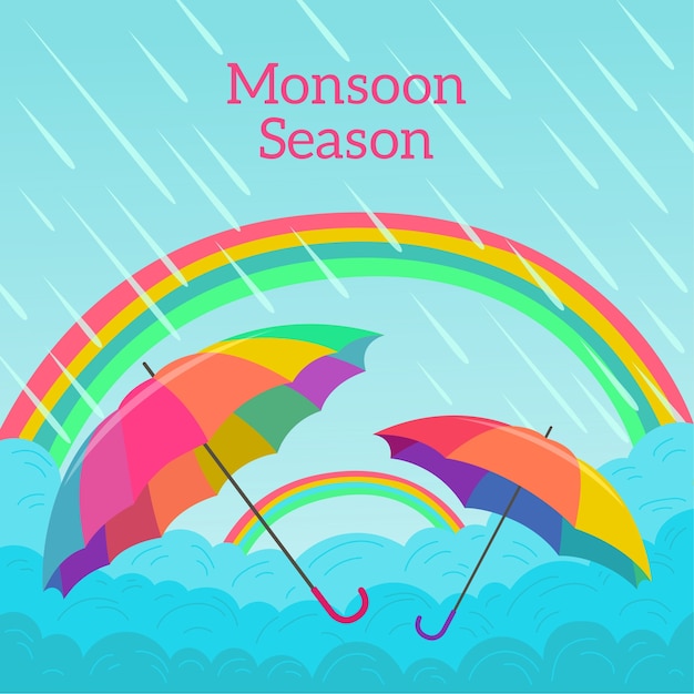 Free vector flat illustration for monsoon season