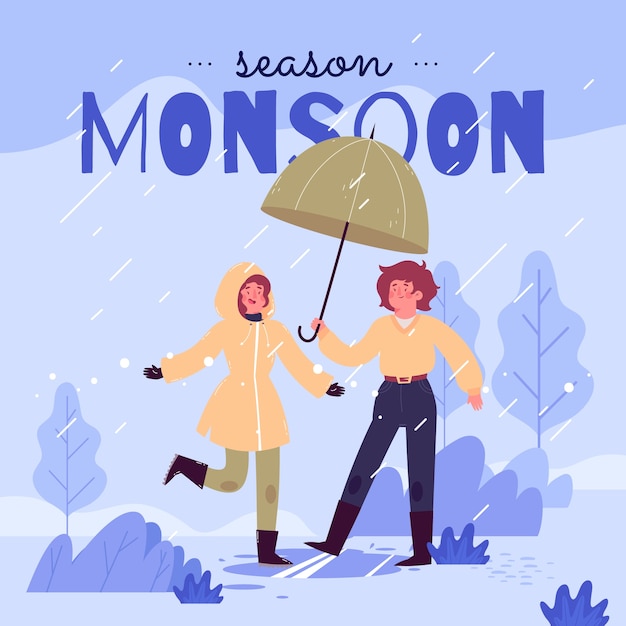 Free vector flat illustration for monsoon season