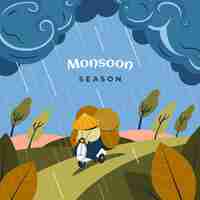 Free vector flat illustration for monsoon season