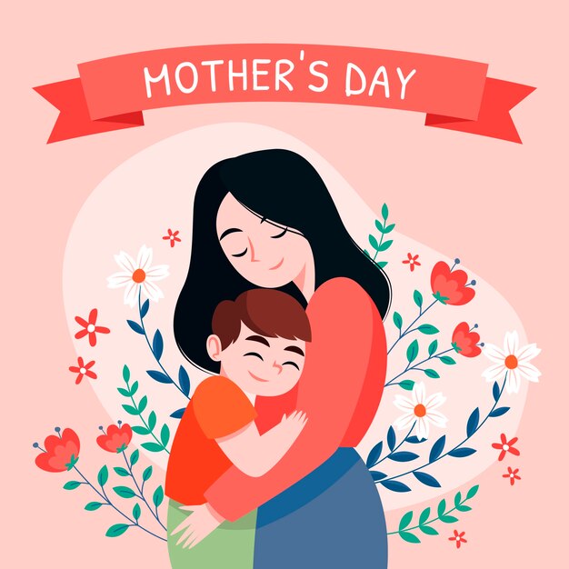 Flat illustration for mother's day celebration