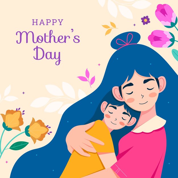 Плоская иллюстрация для празднования дня матери