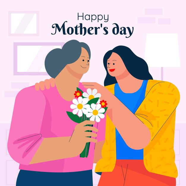 Flat illustration for mother's day celebration