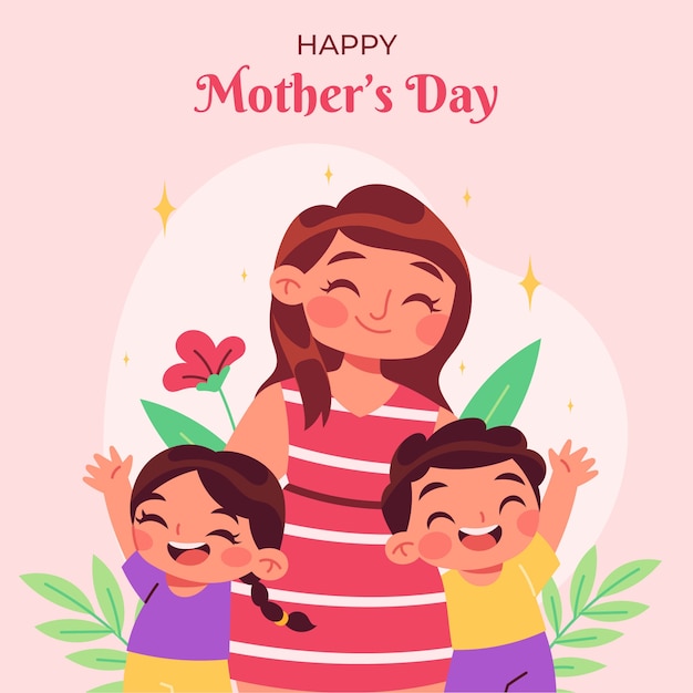 Flat illustration for mothers day celebration