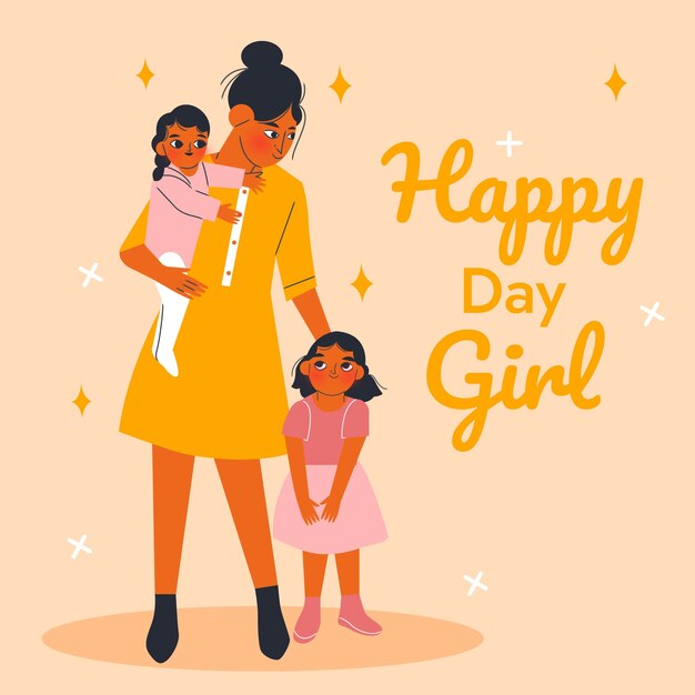 Flat illustration for national girl child day celebration