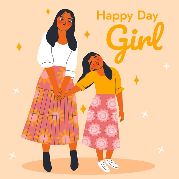 Плоская иллюстрация к празднованию национального дня девочек
