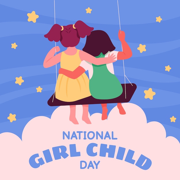 Free vector flat illustration for national girl child day celebration