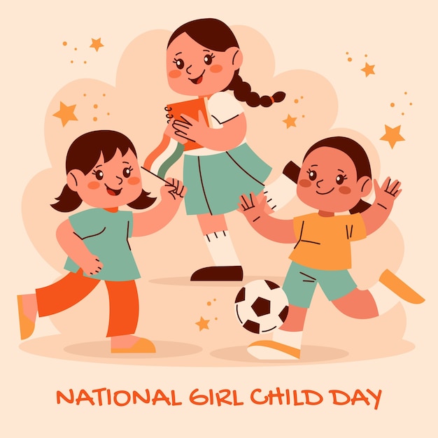 Free vector flat illustration for national girl child day