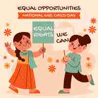 Free vector flat illustration for national girl child day