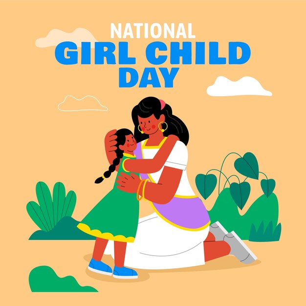 Flat illustration for national girl child day