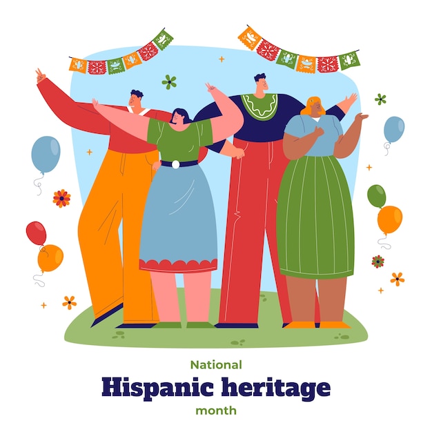 Flat illustration for national hispanic heritage month
