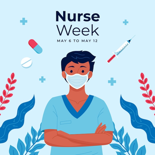 Free vector flat illustration for national nurses week celebration