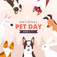 Free vector flat illustration for national pet day with animals