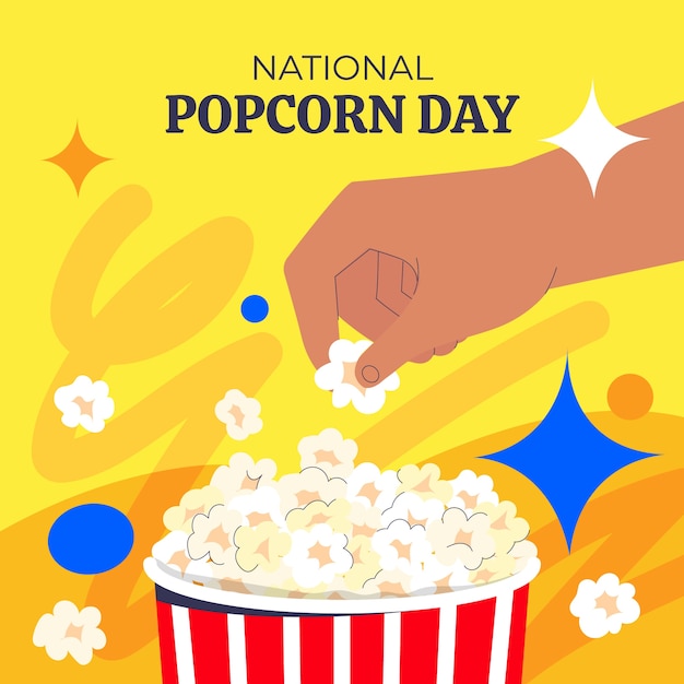 Vettore gratuito illustrazione piatta per la giornata nazionale dei popcorn